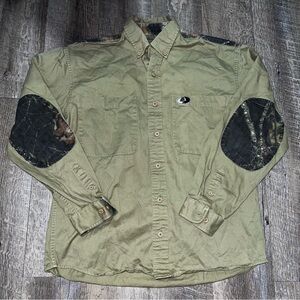 Mossy Oak Shooting Hunting Long Sleeve Shirt‎ Camo Brown Men's Size Medium